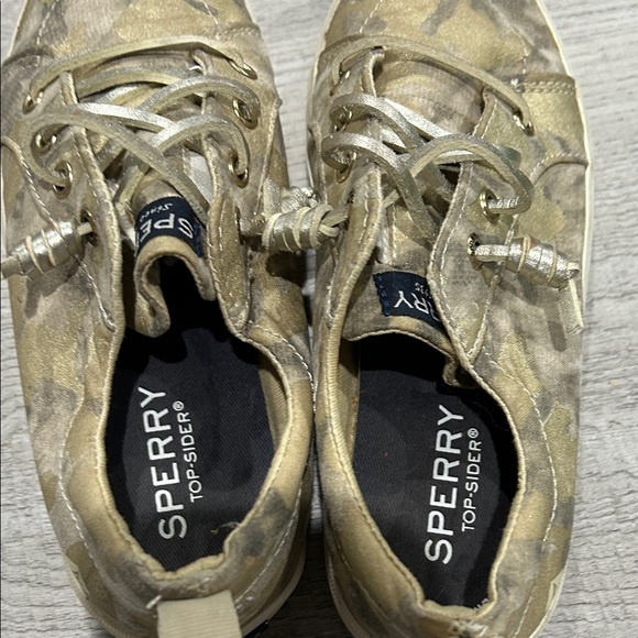 Sperry Kids Gold / Tan Camouflage Sneakers Size 1 - Picture 3 of 4